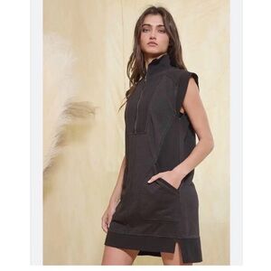 Anthropologie Daily Practice Meru Zip Front Black Mini Dress